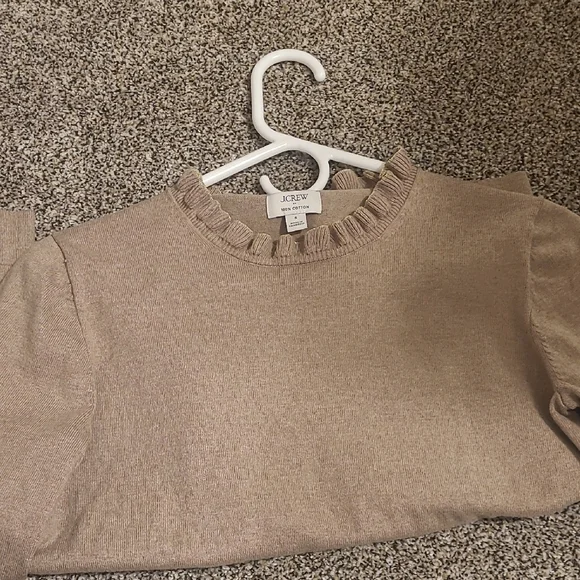 J. Crew Beige Ruffle Neck Sweater - Picture 3 of 5
